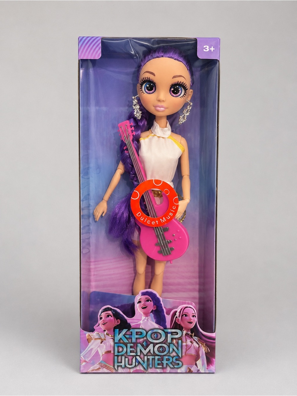 KPOP Demon Hunters Rumi Singing Doll – Purple Hair Guitar Girl